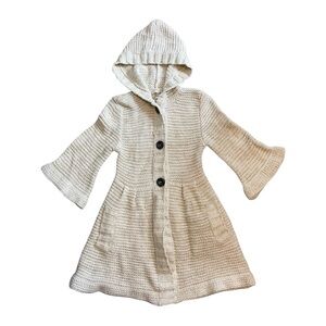 Vintage Havana youth/women size M cream crochet hoodie 3/4 sleeve cardigan